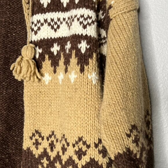 Milma’s Crafts 100% LLama Wool Sweater Coat LARGE Zip Up hooded - Picture 3 of 9